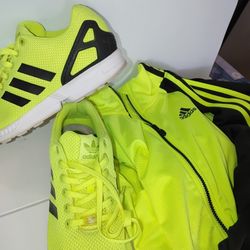 Adidas Neon Jacket And Shoe Set
