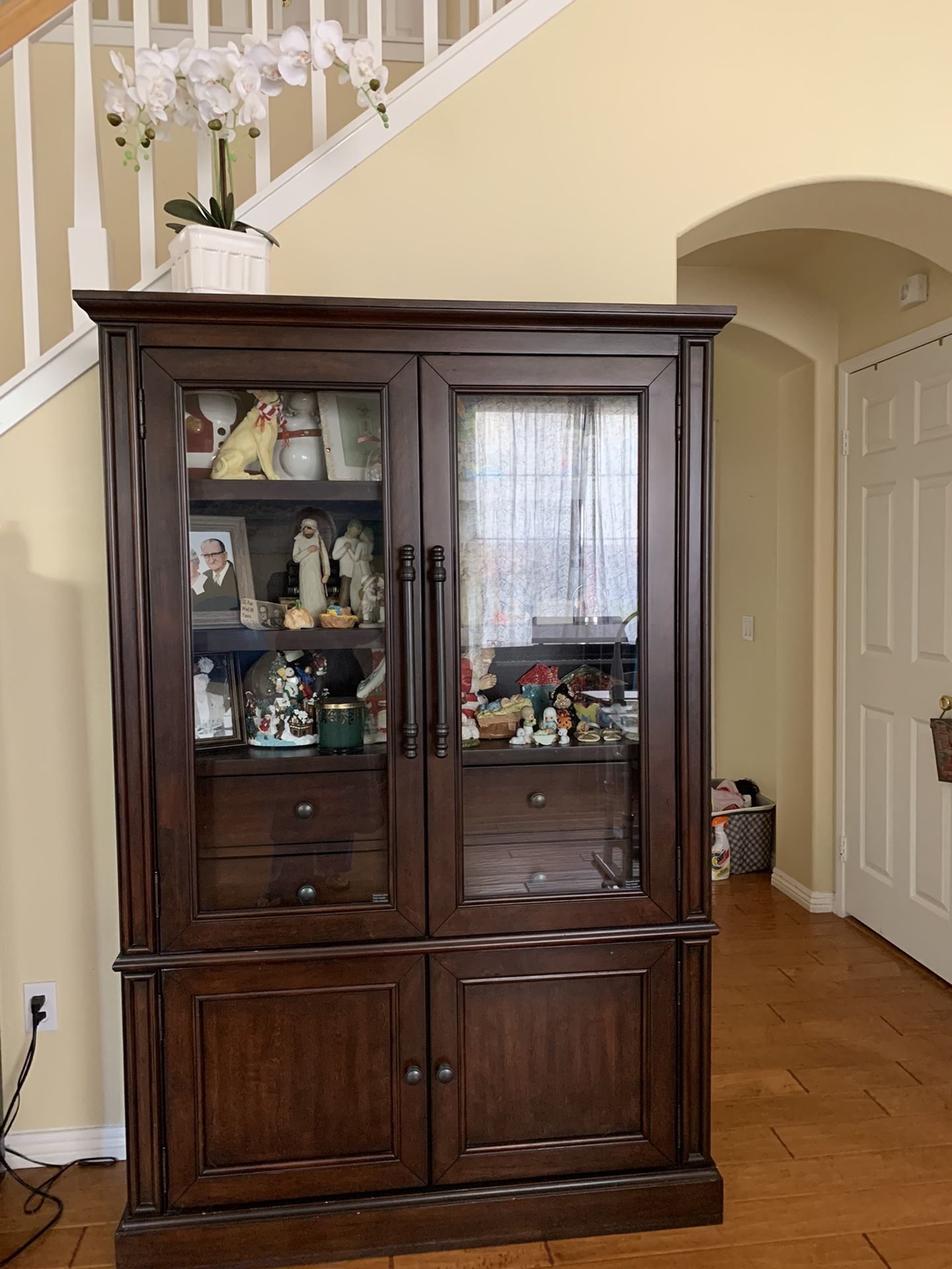 Glass Door Bookcase / Buffet Hutch
