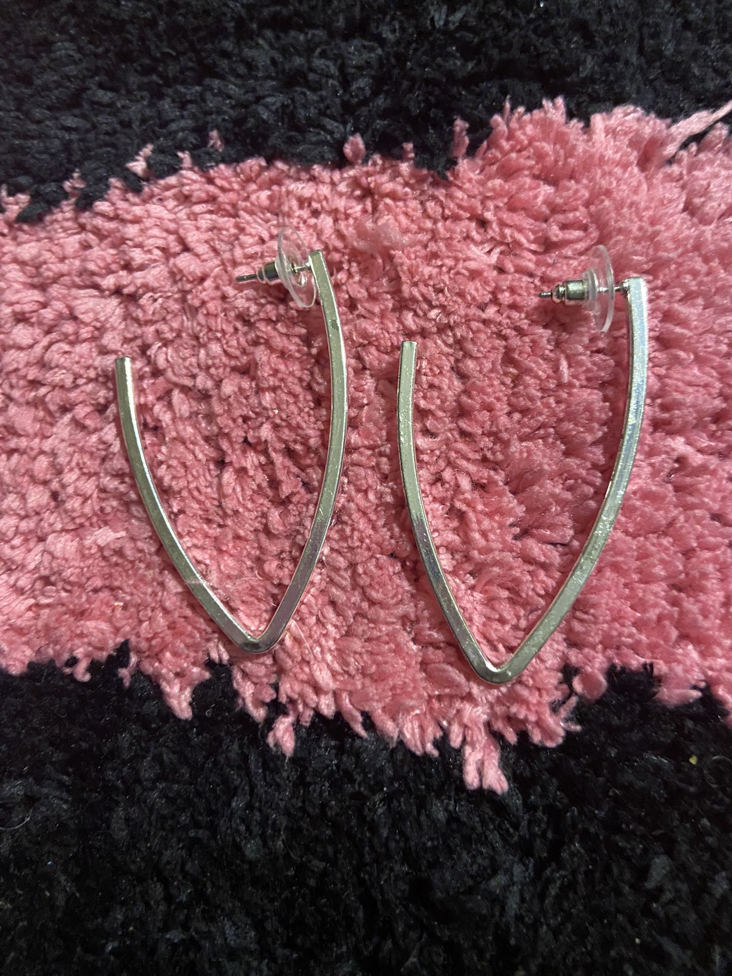 These are pre-love, silver, hoops, and good condition