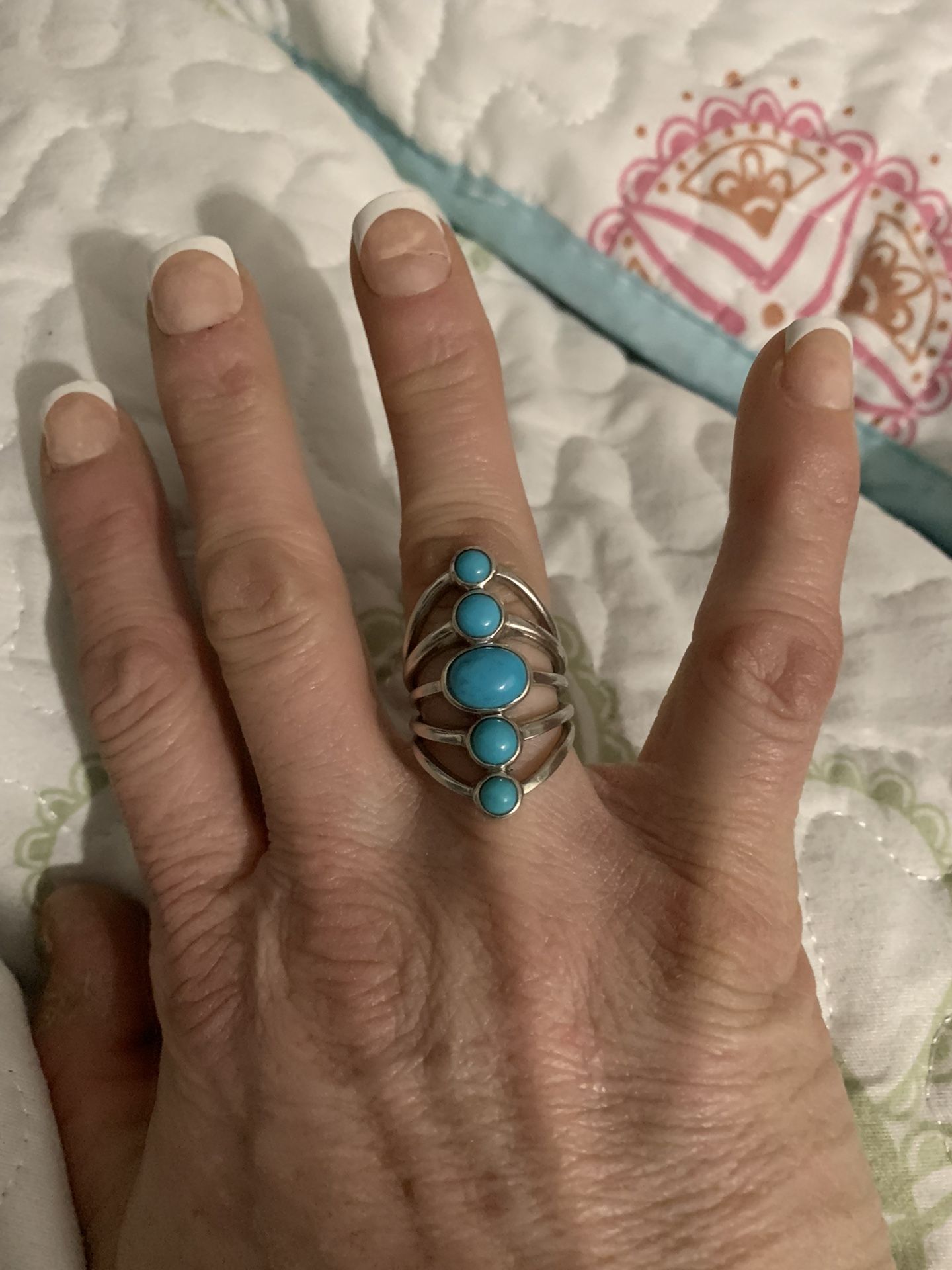 NEW STERLING SILVER SLEEPING BEAUTY TURQUOISE RING