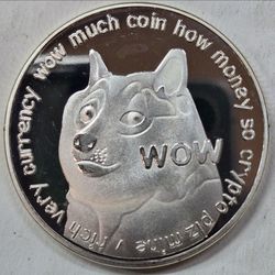 Dogecoin Commemorative Silver-Tone Coin Unc Gem