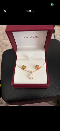 10K Gold Opal & Diamond Necklace Set