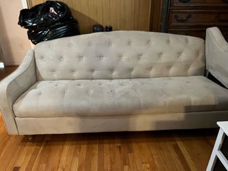 Cream Tufted Upholstered Sofa