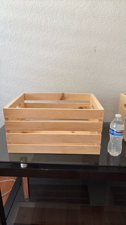 Natural Wood Slatted Storage Crate