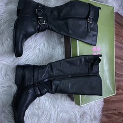 DESIGNER BLACK KNEE HIGH LEATHER BOOTS FROM NATURALIZER BRAND NEW!