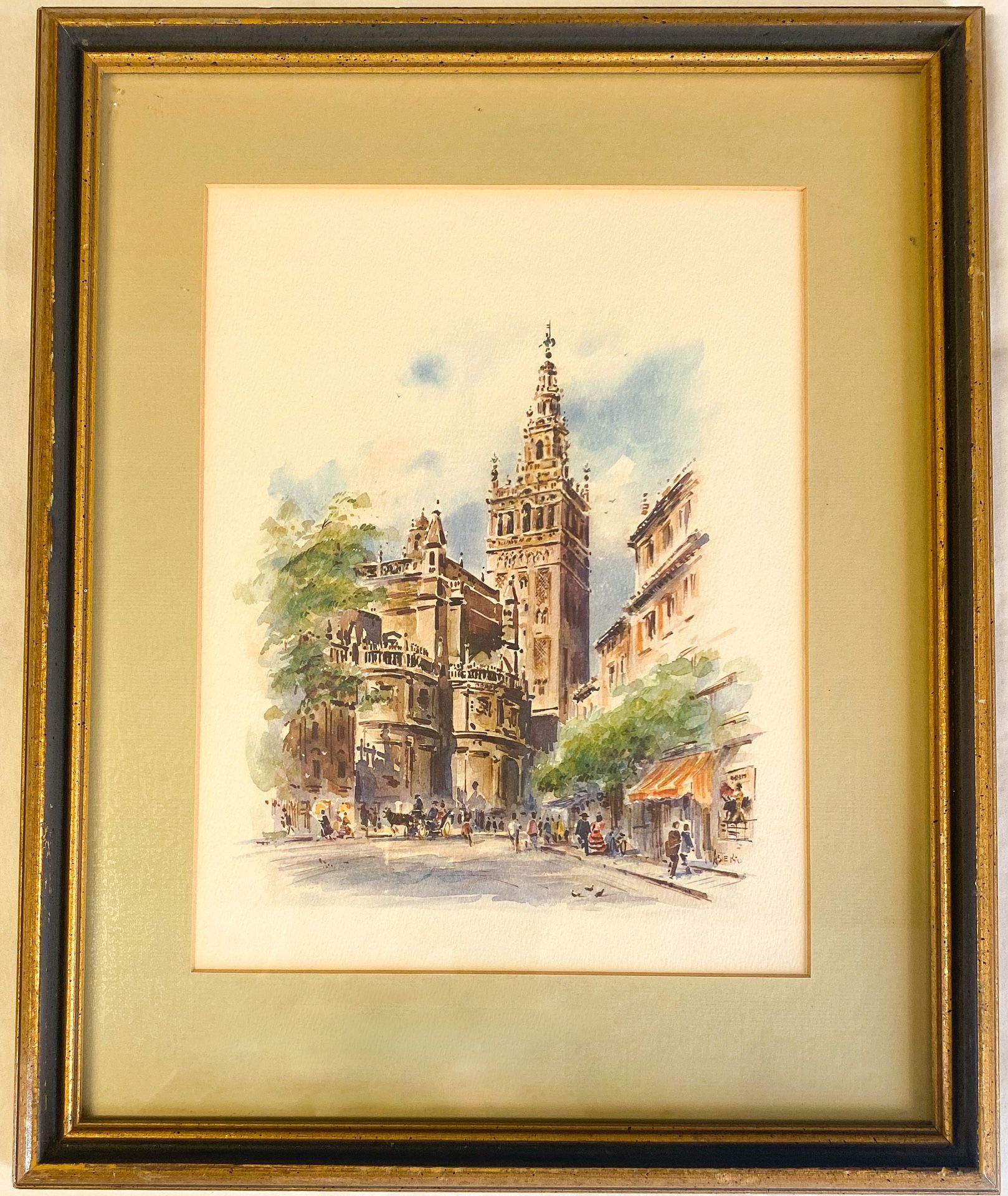 #Original 1960s Asterio Pascolini Impressionist Art Lithograph Sevilla Cathedral Spain