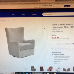 Brand New Stone And Beam Lessing Leather Glider Swivel Chair