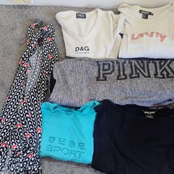 Big bag of women's blouses and dresses, sweatpants and skirts,  size S-M, various brands.