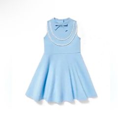 New without tags Janie and Jack Light Blue Sleeveless Girls Dress with Decorative Trim size 5. Sweet light blue sleeveless dress with a fitted bodice 