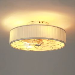 20 Fabric Farmhouse Bladeless Ceiling fan With Remote Control For Living room, Bedroom,Kitchen--NOT INCLUDED BULBS--Matte White
