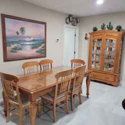 Wooden Table, Chairs & China Cabinet Set – $600 OBO
