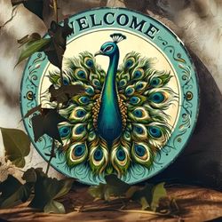 Welcome Sign With Peacock