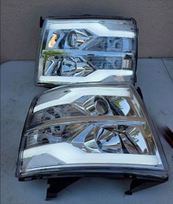 07-13 Chevrolet Silverado LED DRL Projector Headlights Luces Focos Micas Faros Faroles Headlamps