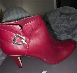 Giani  Bini Red Leather Heeled Ankle Boots