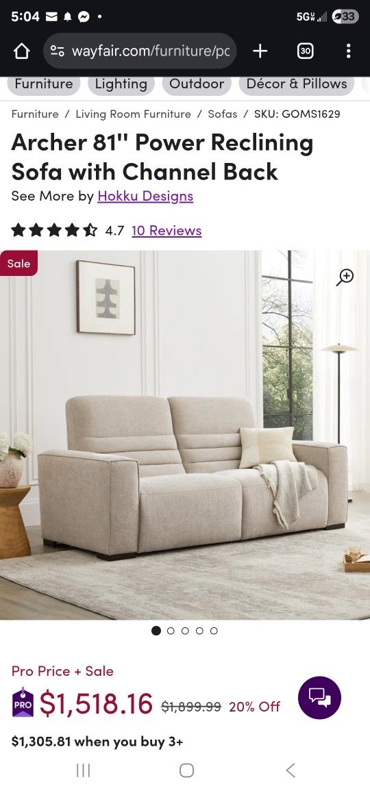 Archer Hooku Design Electric Reclining Sofa Couch Loveseat Delivery Available