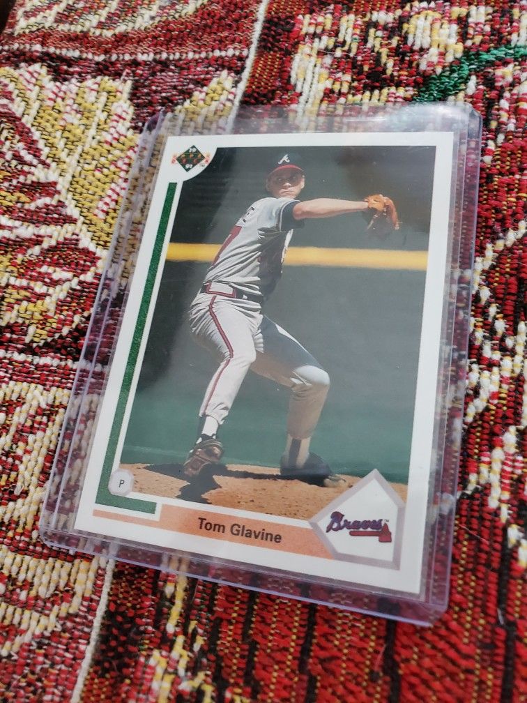 Tom Glavine Rare Error 1991 Upper Deck Hockey Sticks Hologram Back Baseball Card