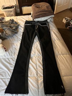 Black and white flared jeans