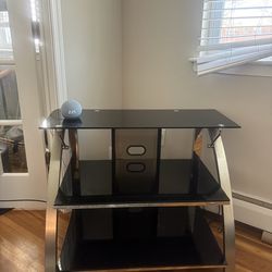 Elegant Glass TV Stand (Black/ Grey)