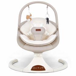 Brand New Portable Infant Swing Safety Lock 5-Speed Bluetooth Music & Timer Beige