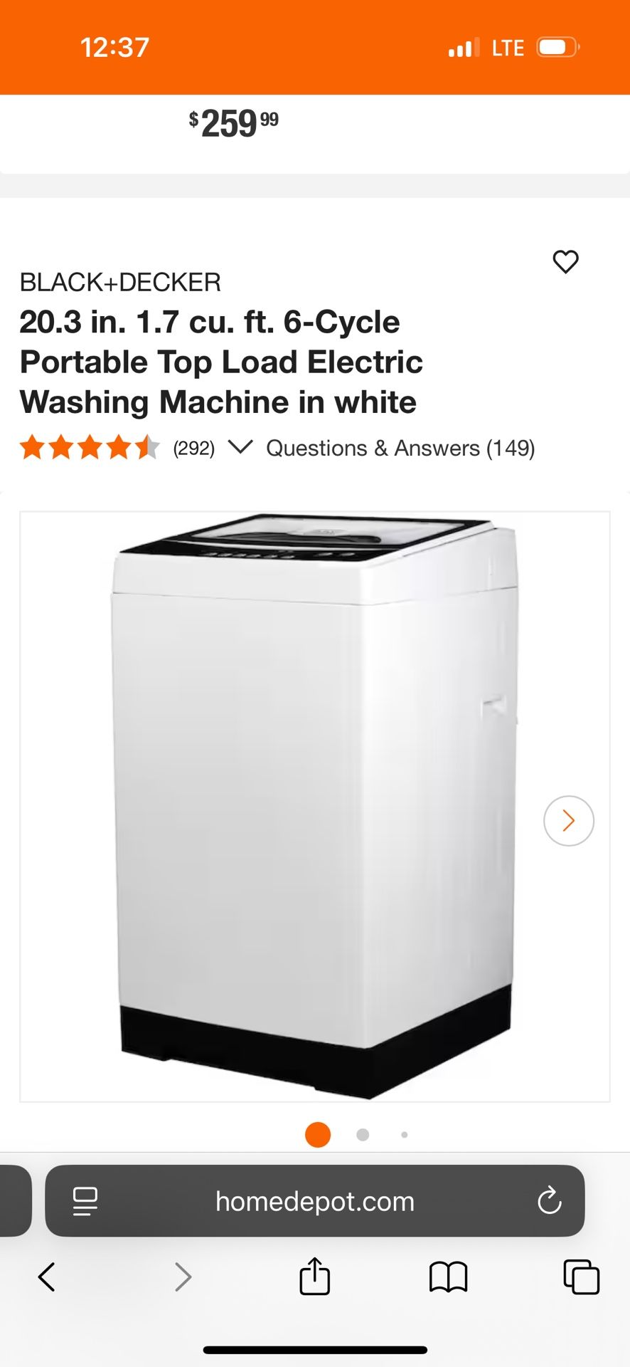 Black & Decker 1.7 Cubic Feet Portable Washer