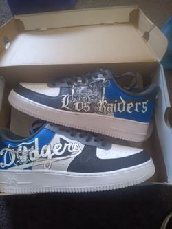 Custom air force ones RAIDERS/DODGERS  size 10.5