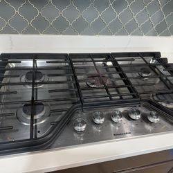 KitchenAid ADA 36” Stainless Steel 5- Burner Gas Cooktop-KCGS356ESS 