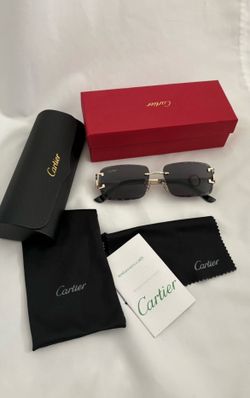 Cartier Big C Diamond Cut black Frameless Lens Gold Frame