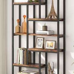 Tribesigns 79 Inch Extra Tall Bookshelf, 7-Tier Vintage Bookcase, Industrial 10-Shelf Open Storage Shelves Display Shelves Organizer for Home Office