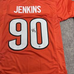 Kris Jenkins Signed Autograph Custom Jersey - Beckett Coa - Cincinnati Bengals 