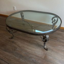 Antique Iron Bar Glass Table