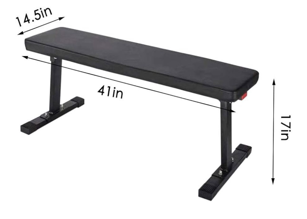 Flat Foldable Utility Weight Bench, 600 lbs Weight Capacity For Weight Training And Ab Exercises (41'' x 14.5'' x17'')