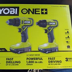 Ryobi 2 Drills 2 Batteries 1 Charger  1 Tool Bag. 