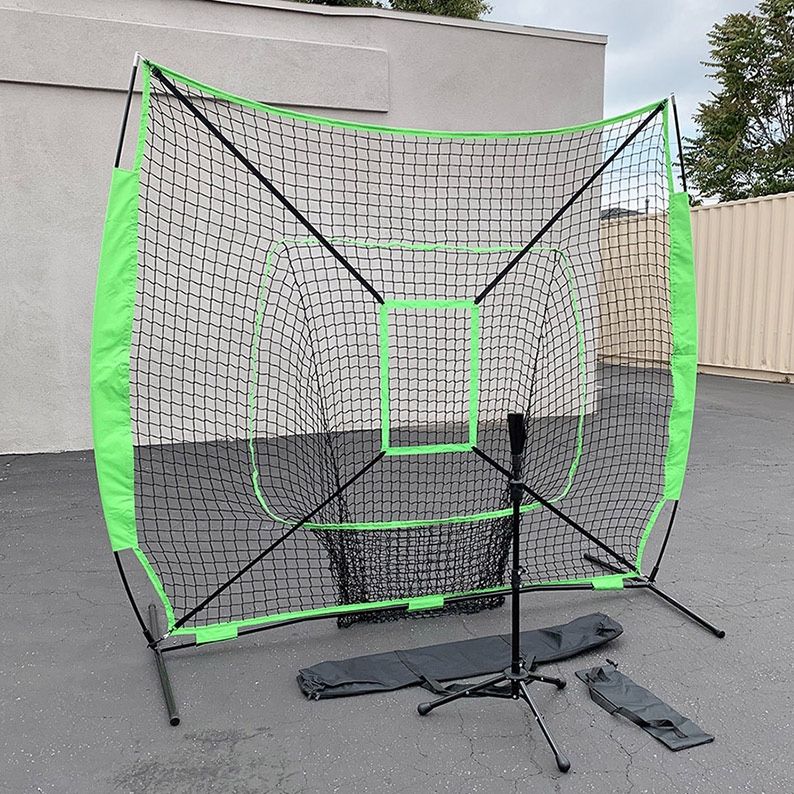 (New in Box) $75 Baseball, Softball 7x7ft Practice (Net and Ball Tee Set) for Hitting Batting Training
