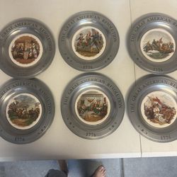 Set of 6 “The Great American Revolution” Pewter Plates