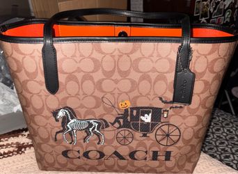 Coach Halloween Tote Bag Pumpkin Head Skeleton Horse Limited Edition 2023 *RARE*