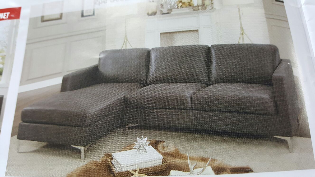 Smooth leather like grey sectional YOU GET BRAND NEW