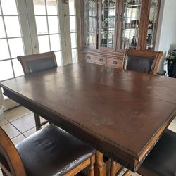 Bar Height Table/5chairs And Matching Hutch