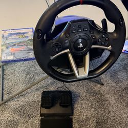 PS5 Steering Wheel w/pedals+game