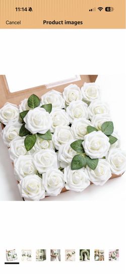 Ivory White Foam Roses 25pcs Artificial Flower with Stem Home Decor