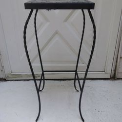 Wrought Iron With Ceramic Tile Top Plant Stand