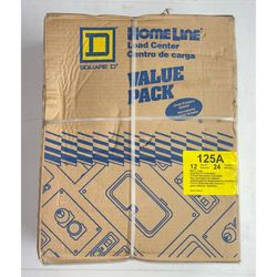 NEW Homeline Load Center Value Pack 125 Amp 12 Space 24 Circuit Brand New Factory Sealed Outdoor Main Breaker Neutral Load Center Home Line
