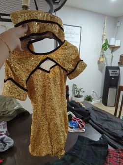 Halloween Costume Gold Glitter Romper Lion Tamer Circus Costume.