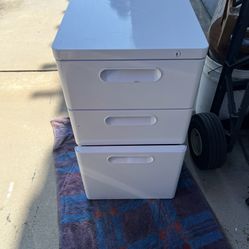 white 3-drawer mobile filing cabinet. 