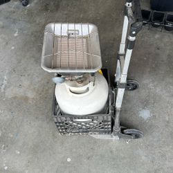 Portable Heater And Propane Tank On Wheels
