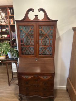 Antique Mahogany Secretary Desk with Bookcase