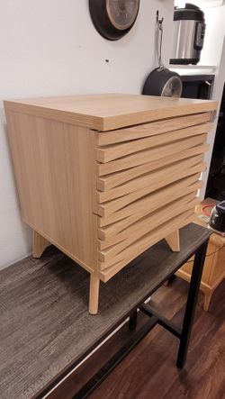 Mid-Century Modern Wood Dresser with Slatted Front