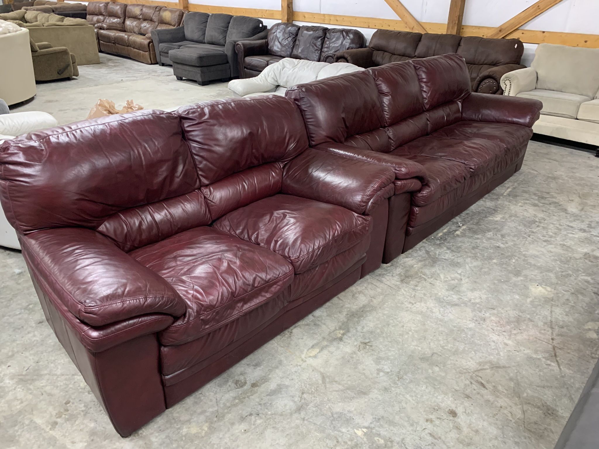 Genuine Red Leather Couch Set “WE DELIVER”