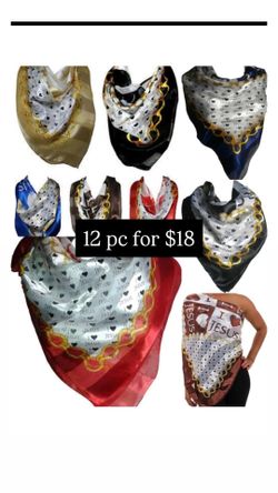 Set of 12x 35” I love Jesus Square Head Scarves - 12 Silk Like Neck Scarf Hair