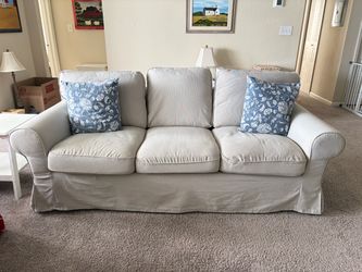 Sofa Couch Beige/light gray Three Seats