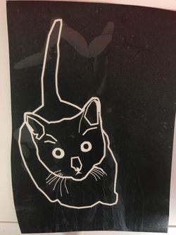 Black cat decal 7x6